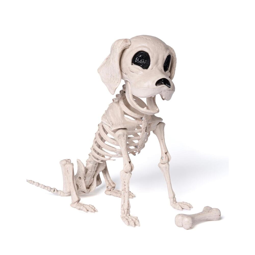 Posable Halloween Dog Skeleton Full Body Posable Joints (9.8" X 4.7" X 12.6")